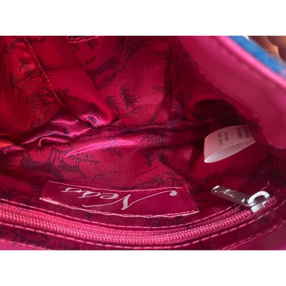 NESS Wool Rich Check Crossbody Bag Satchel Messenger Shoulder Pink Leather Trim - Picture 12 of 16